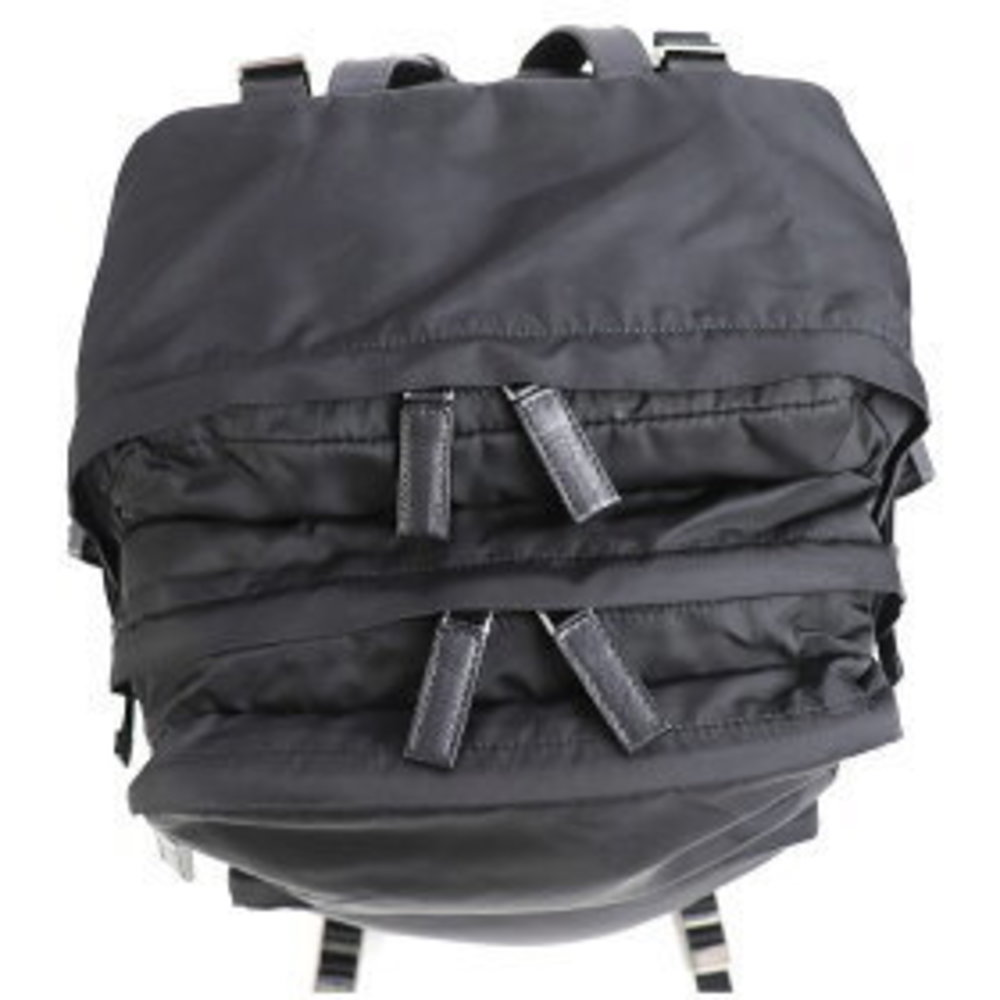Prada Triangle Backpack Testo Nylon Saffiano Leather Black Red Backpack View 5